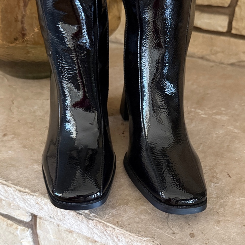 PRINCESS POLLY Black Patent Leather Knee-High Women's Boots ~ NWOT - Picture 11 of 14